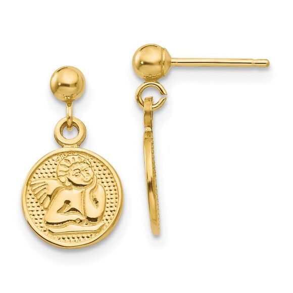 Kazi Luxury 14k Yellow Gold Polished Raphael Angel Earrings